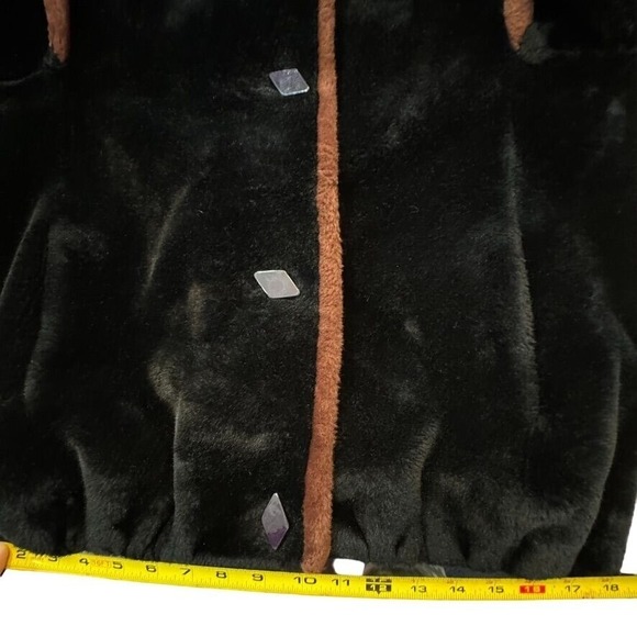 Vtg Sasson Glenoit Luxury Faux Fur Jacket Size 8 Black Made/USA ILGWU Retro 80s - Picture 14 of 15